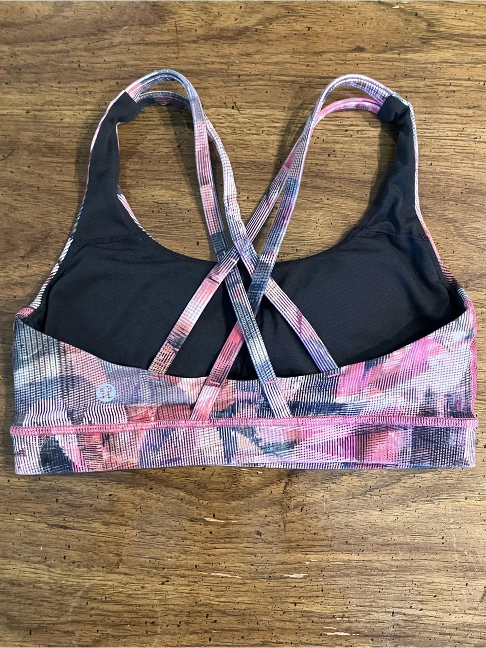 Lululemon Energy Sports Bra 6 Long Line Tank Geometric Pink Multi Print Strappy
